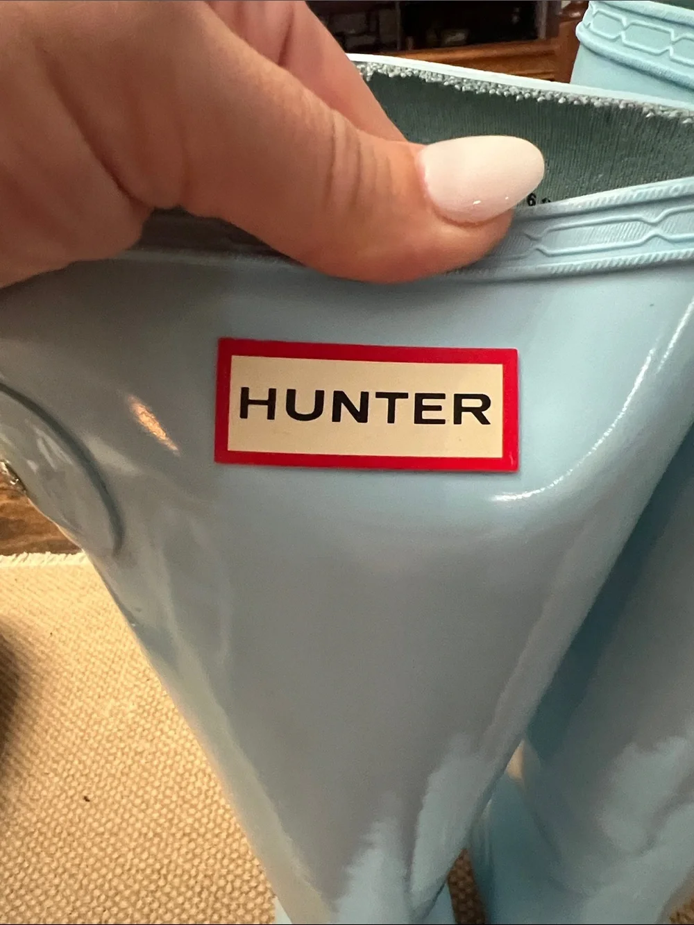 Hunter Glossy Sky Blue Tall Rain Boots